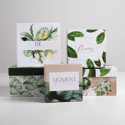 Набор коробок 5 в 1, упаковка подарочная, «Тропический», 14×14×8‒22×22×12 см