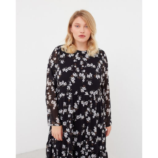 Платье женское миди MIST plus-size, чёрное-белое, размер 54