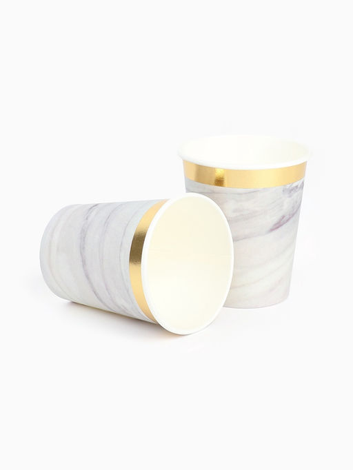 Посуда одноразовая бумажная на 20 персон, 40 предметов, мрамор белый