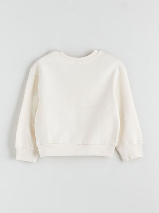 Bisiklet Yaka ?i?ekli K?z ?ocuk Sweatshirt