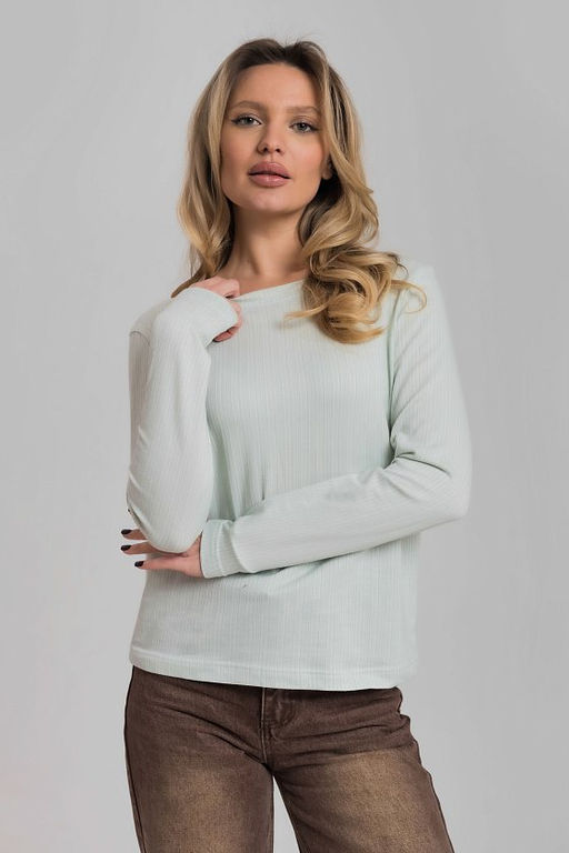 Лонгслив М325262бм белый/ментол - Елена фото 3