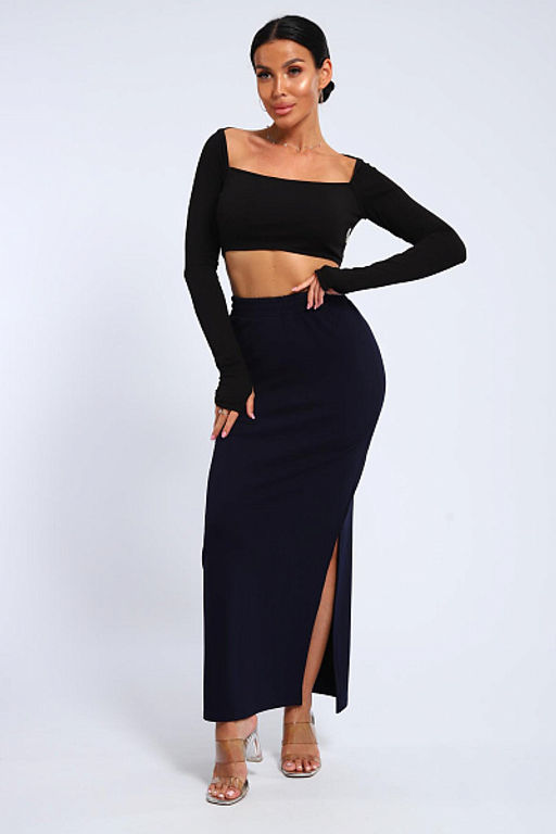 Юбка, футер (01056, черный макси) - Плиона фото 26