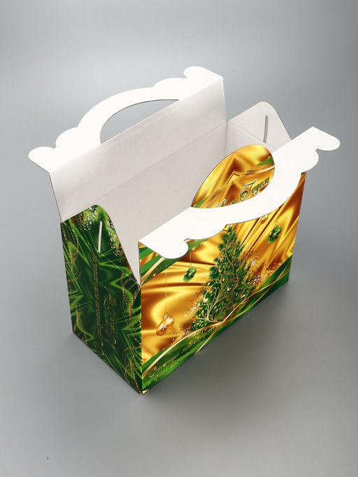 Цена за 2 шт. Подарочная новогодняя коробка «Праздничный шелк» в зеленом, 25×12×24 см