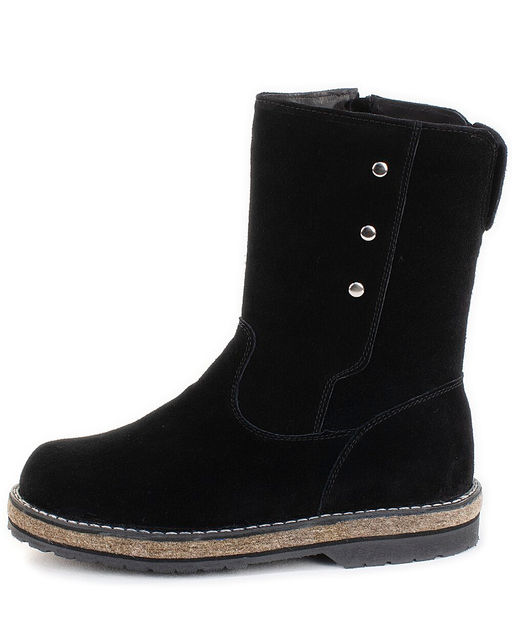 Полусапоги женские на войлочной подошве, Замша, овчина, войлок, лепесток