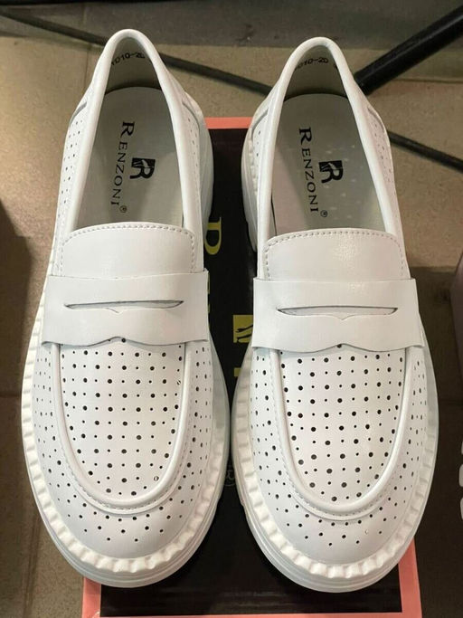 03-YD10-2D WHITE Лоферы женские (натуральная кожа)