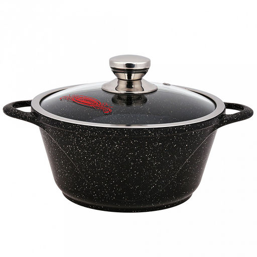 Кастрюля с антипригарным покрытием 3л, д24см "Гранит Induction", h11,5см, s0,4см, литые ручки, стеклянная крышка с пароотводом, форма "Классик волна", подарочная упаковка (Россия) Подходит для всех видов плит, включая индукционную.