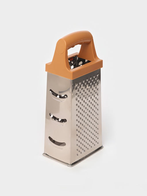 Тёрка четырёхгранная Доляна «Деревушка», 24.5×10.5 см, нержавеющая сталь, коричневая