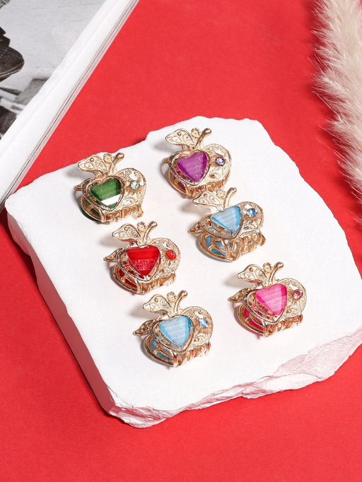 Цена за 12 шт. Крабик для волос «Арфея», яблочко, 2.3 см, золото МИКС