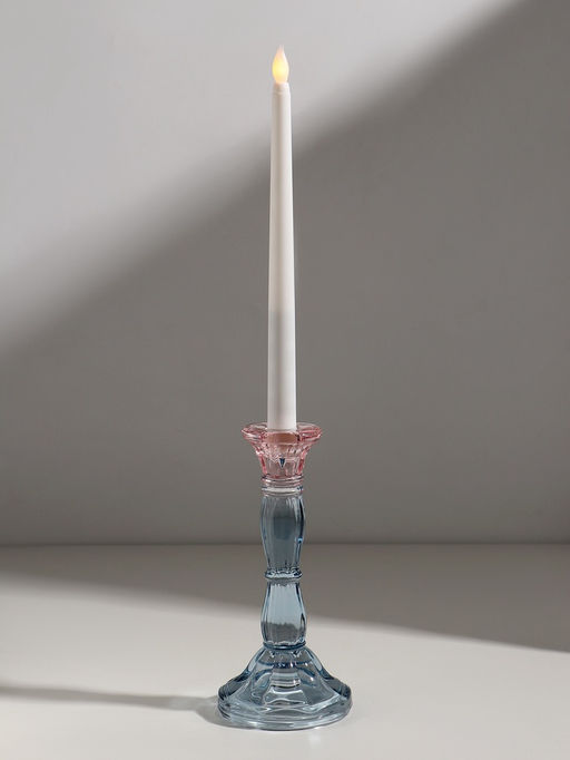 Стеклянный подсвечник на 1 свечу «Градиент. Фактура», розово-голубой, d=2.2 см, 9×9×20 см