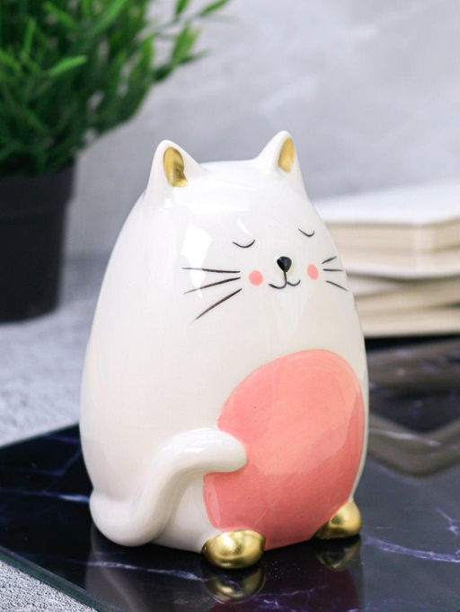 Копилка керамическая iLikeGift Sleepy cat, white (12,5х10 см)