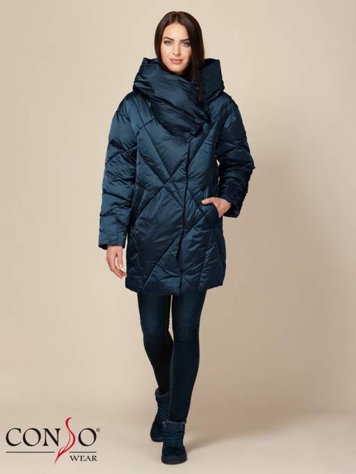 Conso/WEM 190501 - teal Полупальто утепленное женское  фото 6