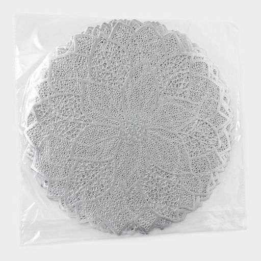 Цена за 12 шт. Салфетка сервировочная на стол «Цветок», 38×38 см, серебряная