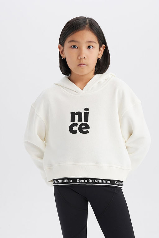 Relax Fit Kap__onlu Bask_l_ Sweatshirt K_z _ocuk - Defacto фото 6