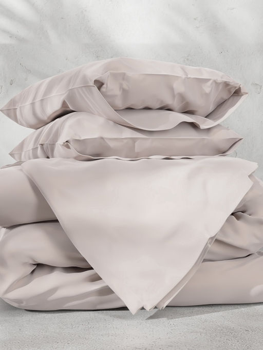 Постельное бельё евро «Этель», тенсель, бежевое