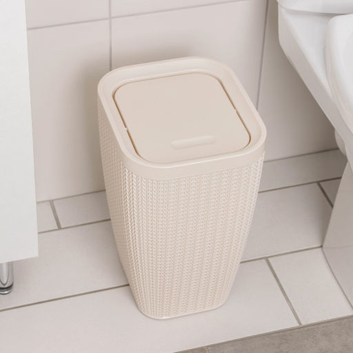 Контейнер для мусора «Вязаное плетение», 10 л, бежевый