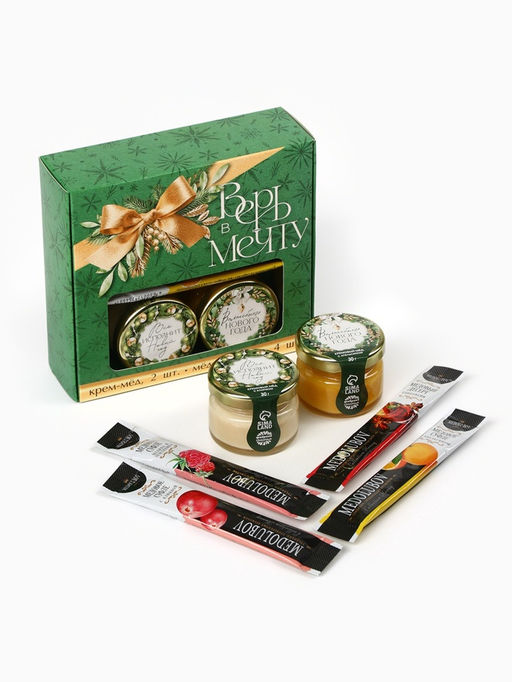 Подарочный набор новогодний Верь в мечту: крем-мёд 2 шт., мёд в стиках 4 шт. - Фабрика счастья фото 4