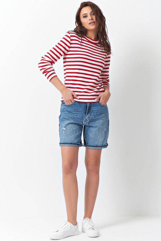 Джемпер вязаный в полоску красный