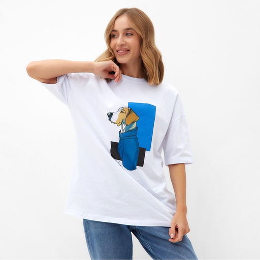 Футболка женская MINAKU: Exclusive print, белая, размер 48