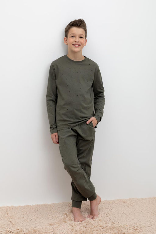 Crockid _ КБ 2825/оливковый серый,крапинка пижама для мал