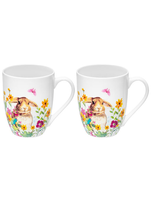 Набор кружек 2 пр. 350 мл 11,5*8,5*10,5 см Кролик в цветочном поле, фарфор - Elan gallery фото 3