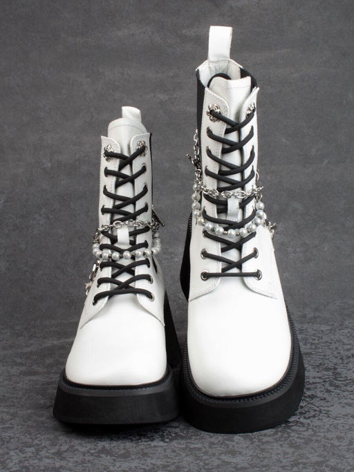 01-GZ6190-L61 WHITE Ботинки демисезонные женские (натуральная кожа) - Фабричный китай фото 9