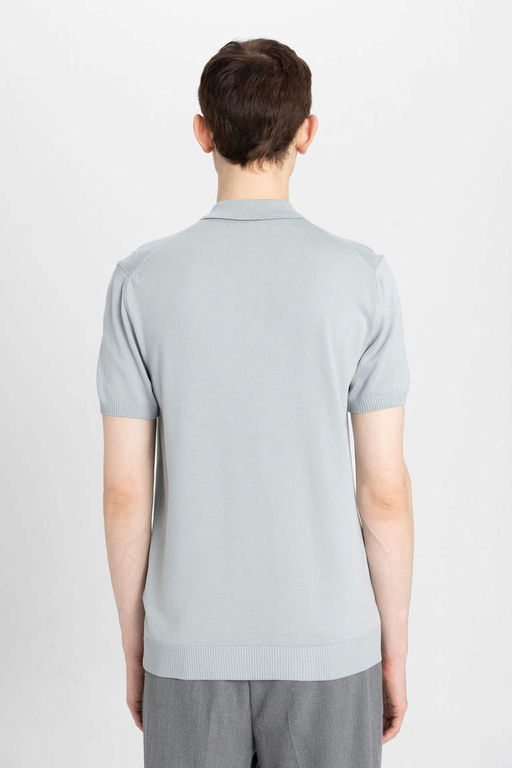 Трикотажная футболка-поло приталенного кроя с короткими рукавами - Defacto фото 6