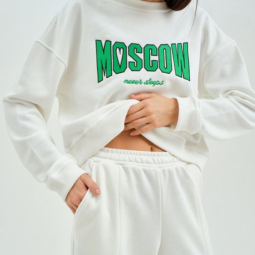 Костюм женский (джемпер, брюки) MIST Moscow, размер 48-50, молочный
