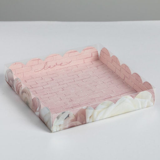 Цена за 5 шт. Коробка для печенья, кондитерская упаковка с пластиковой крышкой, My best wishes, 18?18?3 см