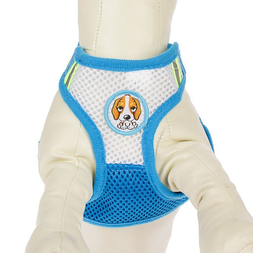 Шлейка регулируемая дышащая, светоотражающая, размер XL (ОШ 48-68; ОГ 58-72 см), голубая - Пижон фото 3