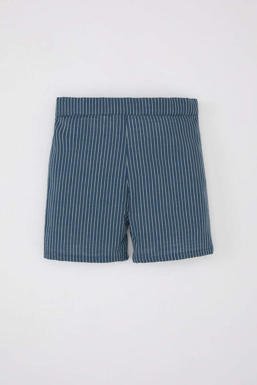 Полосатые расклешенные шорты из поплина для маленьких мальчиков - Defacto фото 4