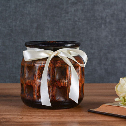 Ваза 11 см с лентой / AB16BR /уп 6/60/ коричневая - Галеонтрейд фото 2