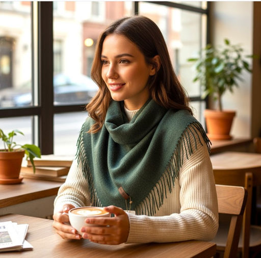 Платок из кашемира и шерсти, цвет голубой - Greta фото 2