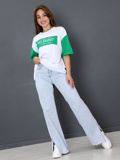 Футболка Женская Оверсайз No Brand цвет Зеленый - Амавес-текстиль фото 4