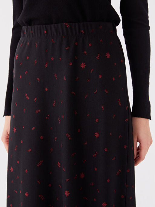 Beli Lastikli ?i?ekli Kad?n Etek