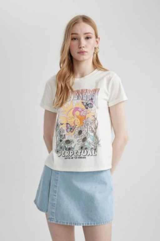 Coool Fitted Bask?l? K?sa Kollu Tisort