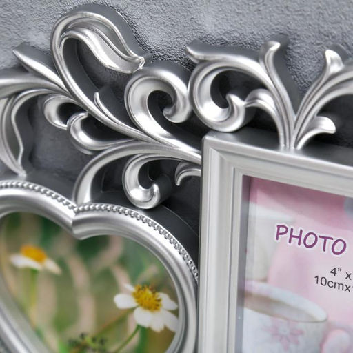 Фоторамка - коллаж на 5 фото 10?15 см, 10?10 см Флористика, пластик, мультирамка, серебро, 41.5?35 см