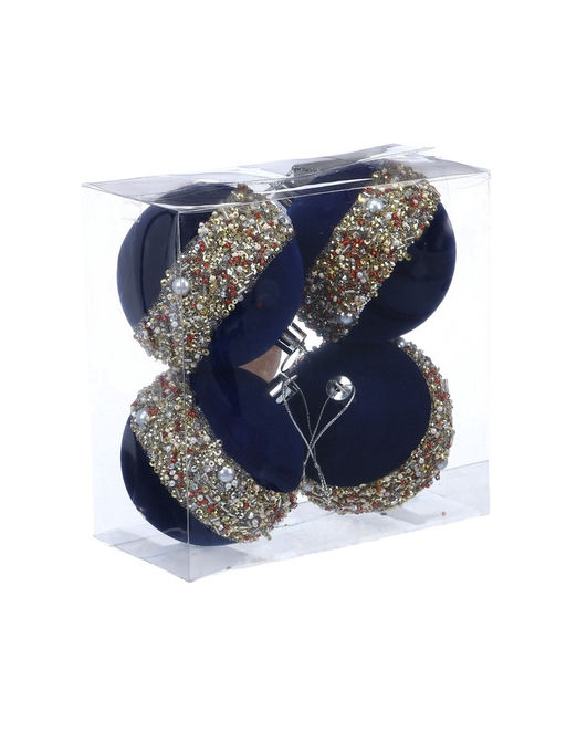 Ёлочные шары новогодние Освин, набор 4 шт., d=8 см, синий - Simaland фото 3