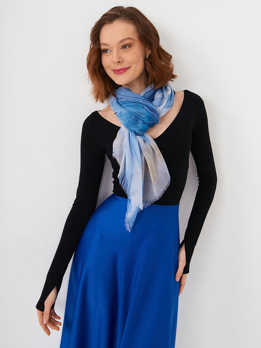 Большой, мягкий, тонкий и очень нежный двусторонний палантин с рисунком в стиле арт-деко - Tantino фото 7