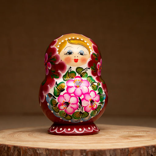 Матрёшка дерево «Цветочки розовое платье», 10 кукольная, 12-14 см