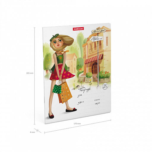 Цена за 10 шт. Тетрадь школьная ученическая ErichKrause Девочки-красавицы, 24 листа, линейка (в плёнке по 10 шт.)_MIX-PACK  фото 9