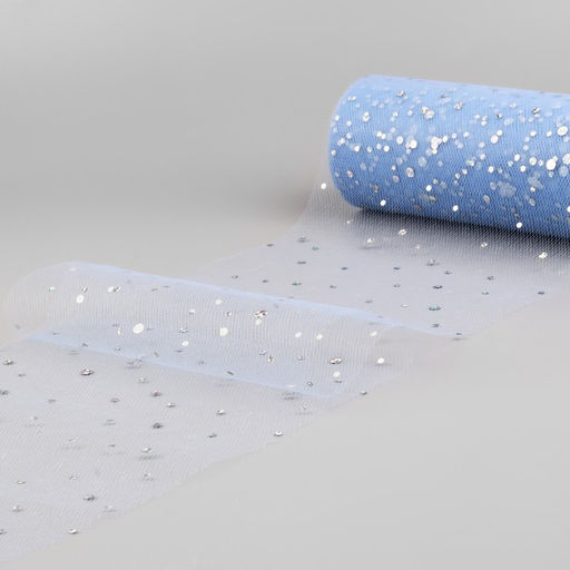 Фатин с блёстками, 15 см, 23±1 м, 11±1 г/м², голубой №21