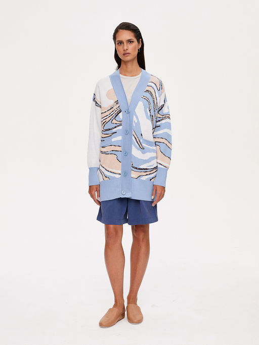 Кардиган с жаккардом из хлопка 421.140109/Белый - Seven senses фото 3