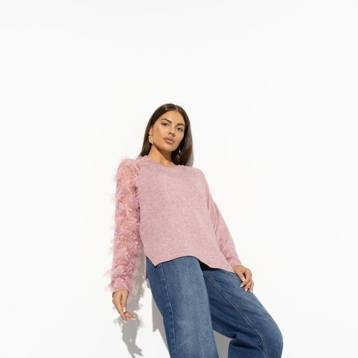 Свитшот с объемным кружевом Модная хроника (rose) - Charutti фото 4