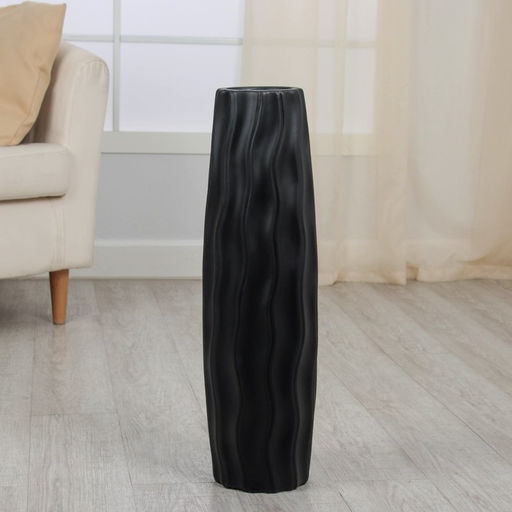 Ваза для цветов напольная «Теренс», h=60 см, керамика, чёрная