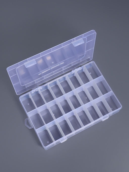 Органайзер для мелочей, передвижные ячейки, 24 ячейки, 19.5×13.3×3.5 см, прозрачный