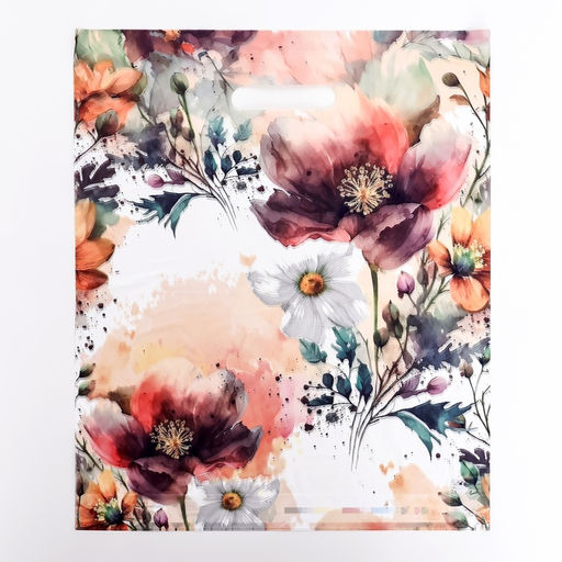 Цена за 50 шт. Пакет "Луговые цветы", полиэтиленовый с вырубной ручкой, 36х43 см, 35 мкм