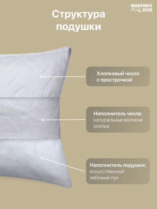 Подушка ФС Хлопок&Хлопок 50*70 (хлопок) - Фабрика снов фото 4