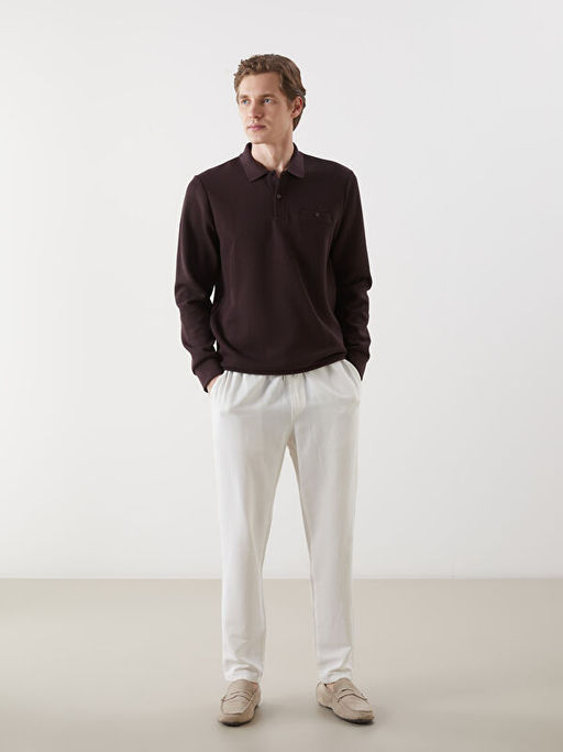 Polo Yaka Uzun Kollu Erkek Sweatshirt