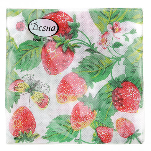 Салфетки бумажные Desna Design 24х24см, 1 слойные, 40 штук в упаковке, 100% целлюлоза, Земляника (Россия) - Bouquet фото 6