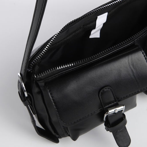 Сумка женская с карманами кожзам, черный цвет - Nazamok фото 7